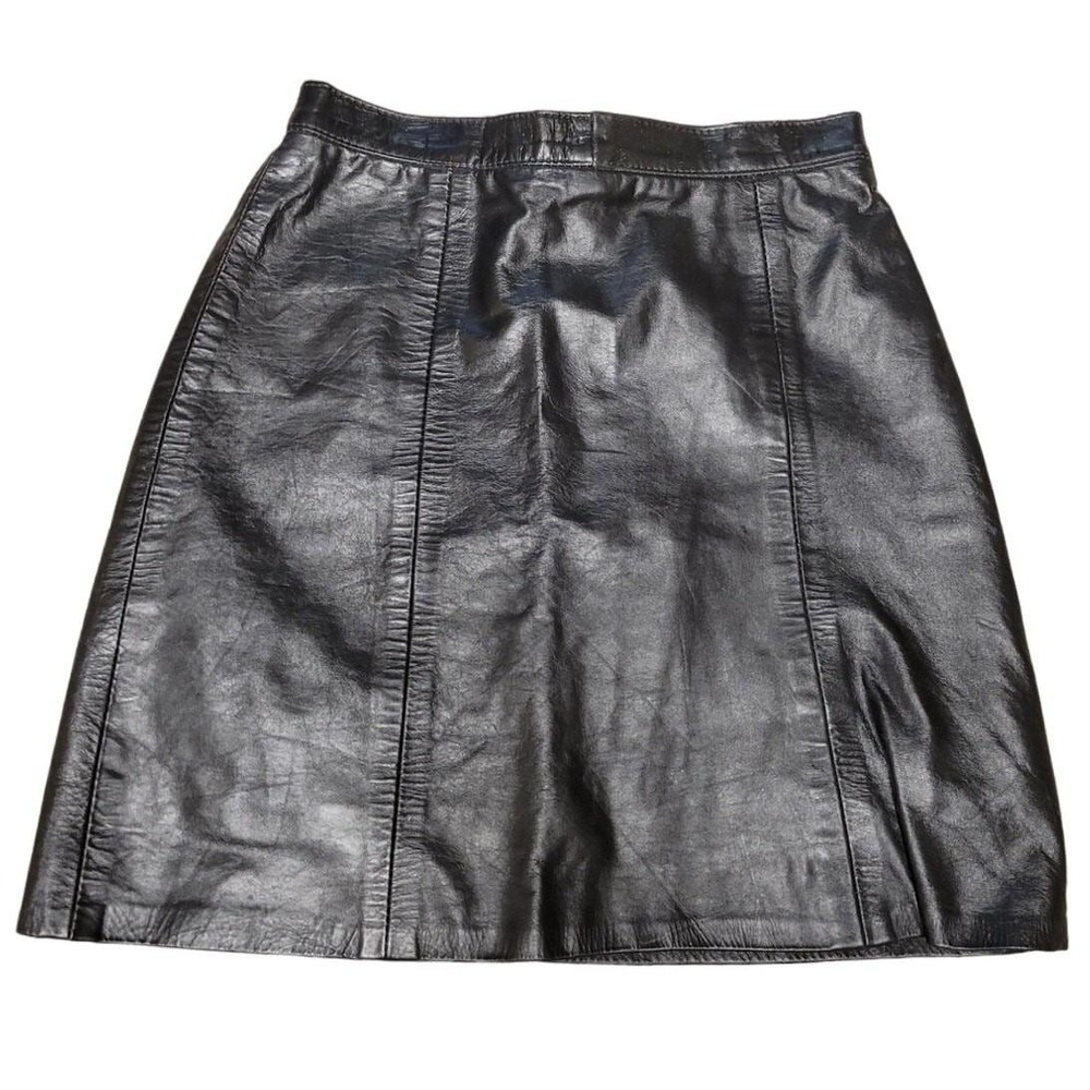 G‎ III Genuine Leather Mini Skirt Womens Size 5/6 Black Vintage 90s Y2K Biker